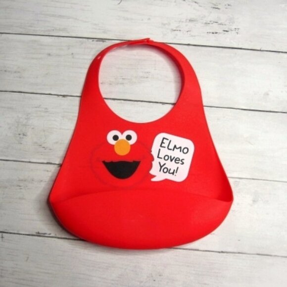 Sesame Street Elmo Silicone Baby Bib Adjustable - Picture 1 of 4